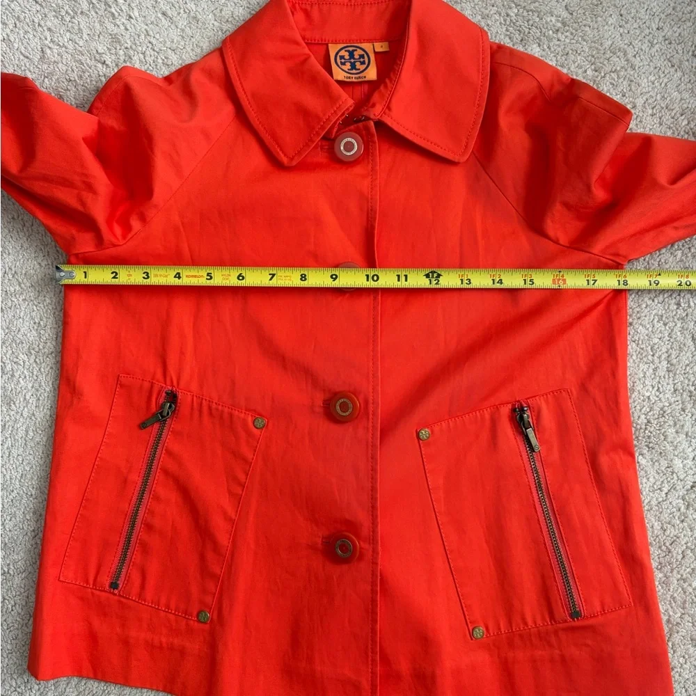 Tory‎ Burch Curtis Women's Orange Button Up Cropped Utility Jacket Coat Size 2